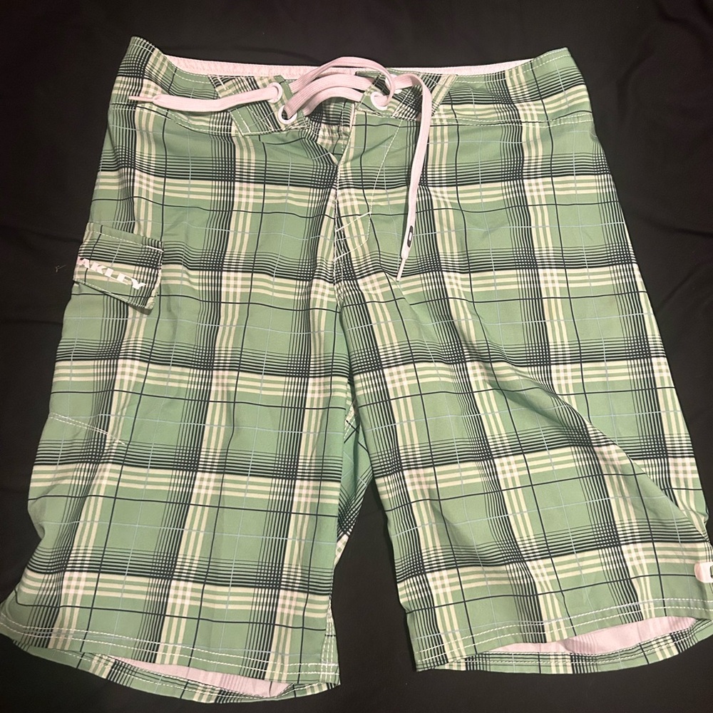 Hurley Green Swims Shorts Plaid Drawstring